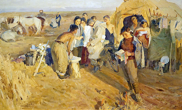 汪诚一《远方来信》 144cm×228cm 布面油画 1957年 副本 缩图