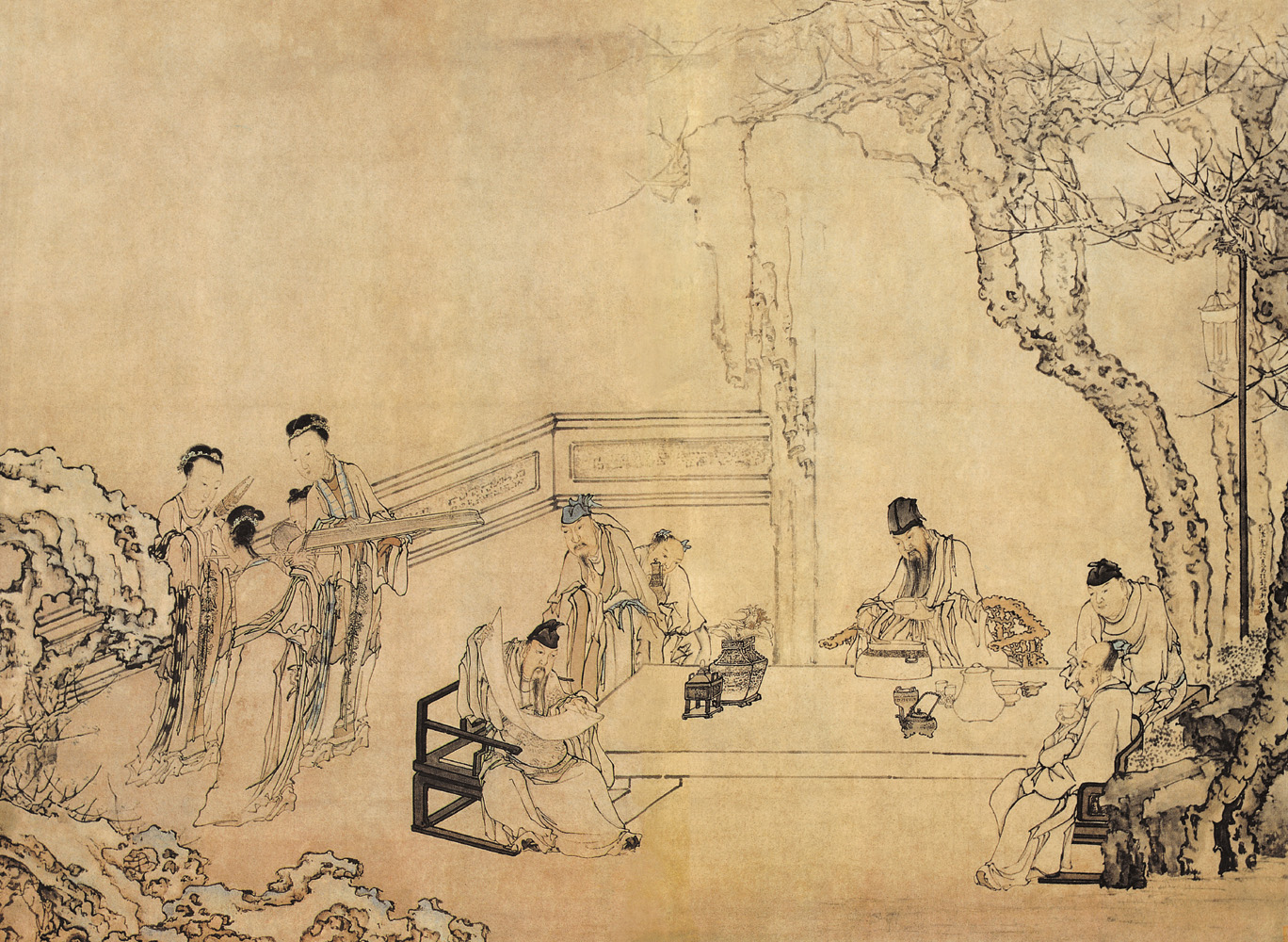清 黄慎《春夜宴桃李园图》绢本设色 纵121厘米 横163厘米 泰州市博物馆藏