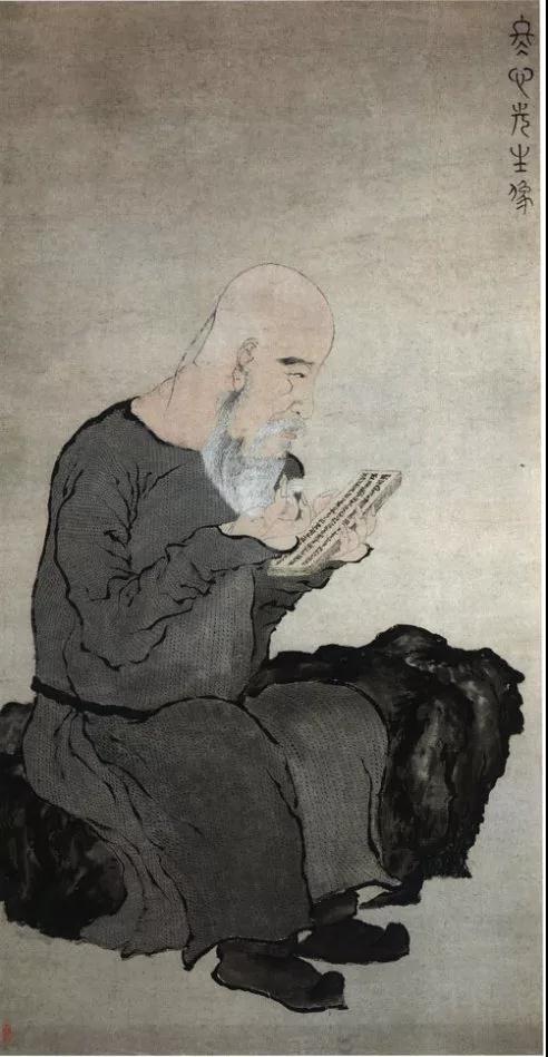 ▲ 罗聘，金农像，纸本设色，113.7×59.3厘米，浙江省博物馆藏