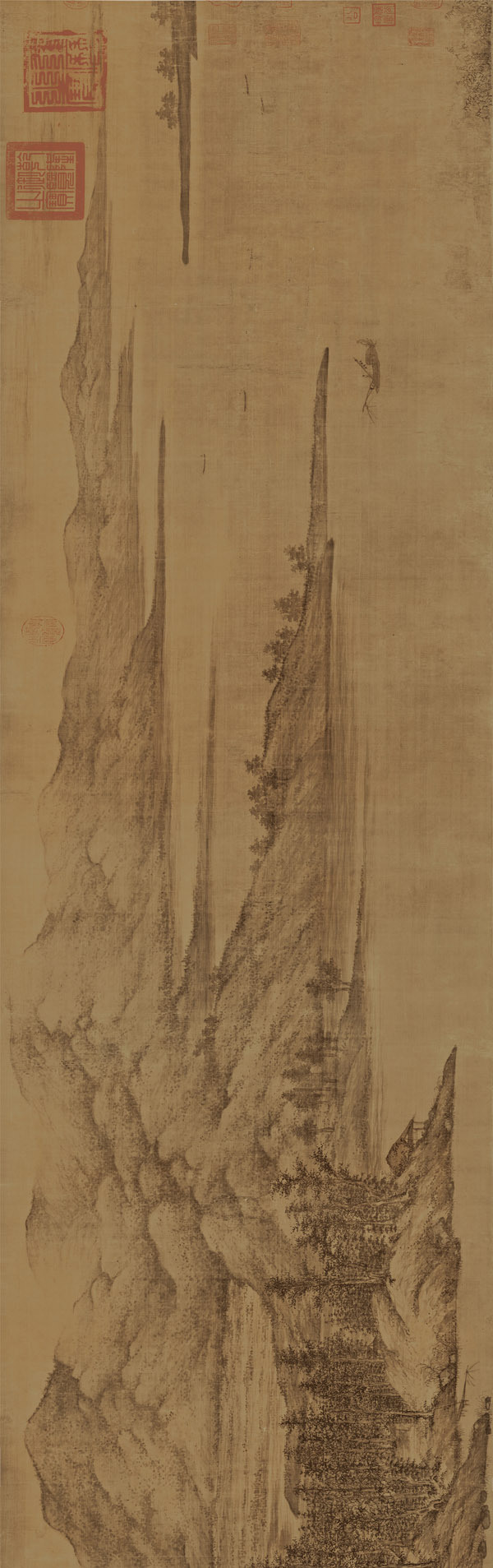 五代南唐 董源 夏景山口待渡图卷(全卷)绢本 局部1 旋转 缩图
