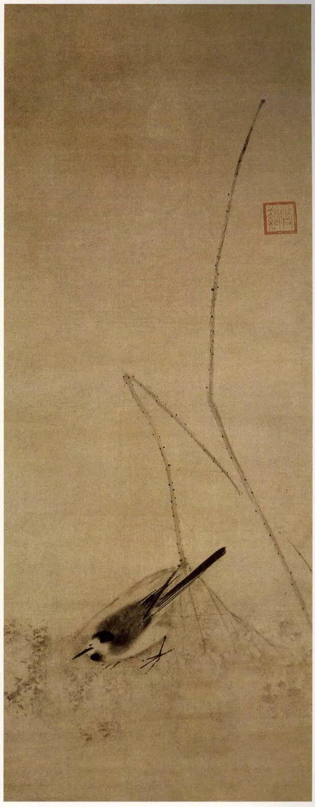 宋 牧溪 鸟荷图 藏于日本 副本