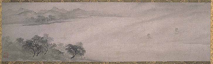 伝牧谿筆 一幅 紙本墨画 32.3×103.6 cm 中国 南宋時代（13世紀）重要文化財