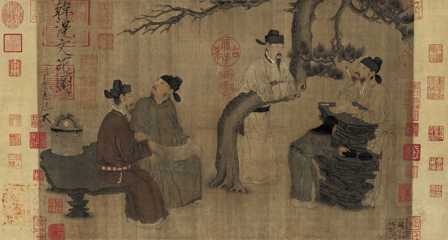 五代 周文矩 文苑图卷 绢本设色 31.3×58.5厘米故宫博物院藏