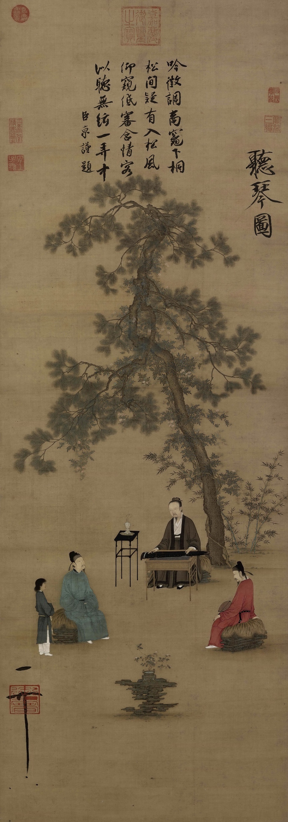 赵佶 听琴图 绢本设色 147.2×51.3cm 北京故宫博物院藏