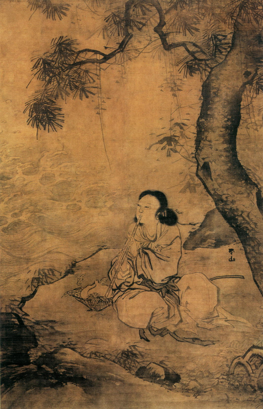 明 张路 吹箫女仙图 绢本墨笔 141.3×91.8厘米 北京故宫博物院藏