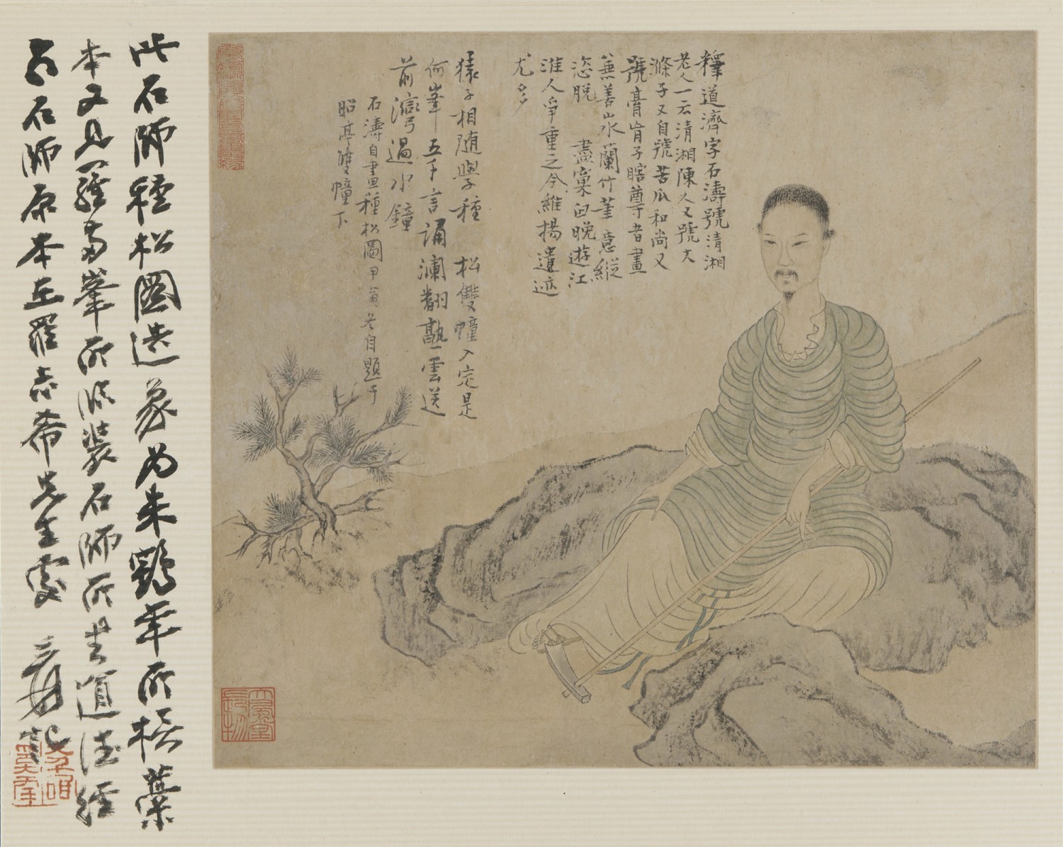 清 石涛自画像种松图（朱鹤年副本） 27.5 × 31.8 cm 美美国弗利尔美术馆藏