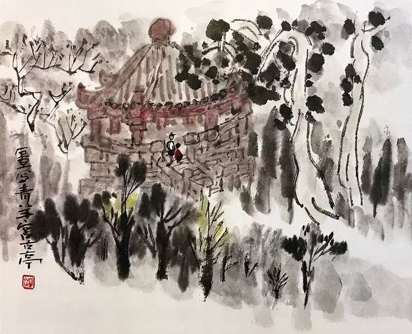 陈子庄作品《青羊宫古亭》