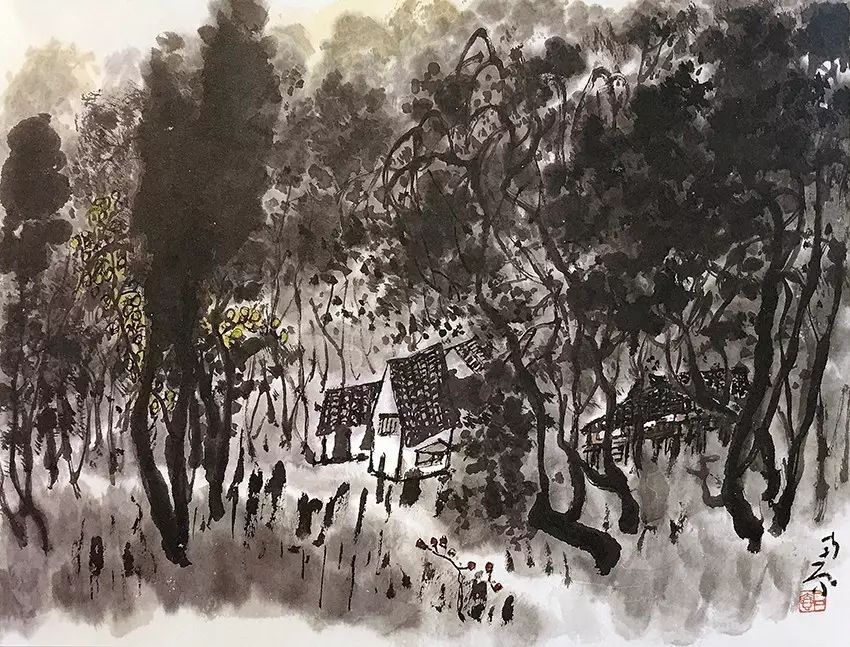 陈子庄作品《灌县玉垒山》