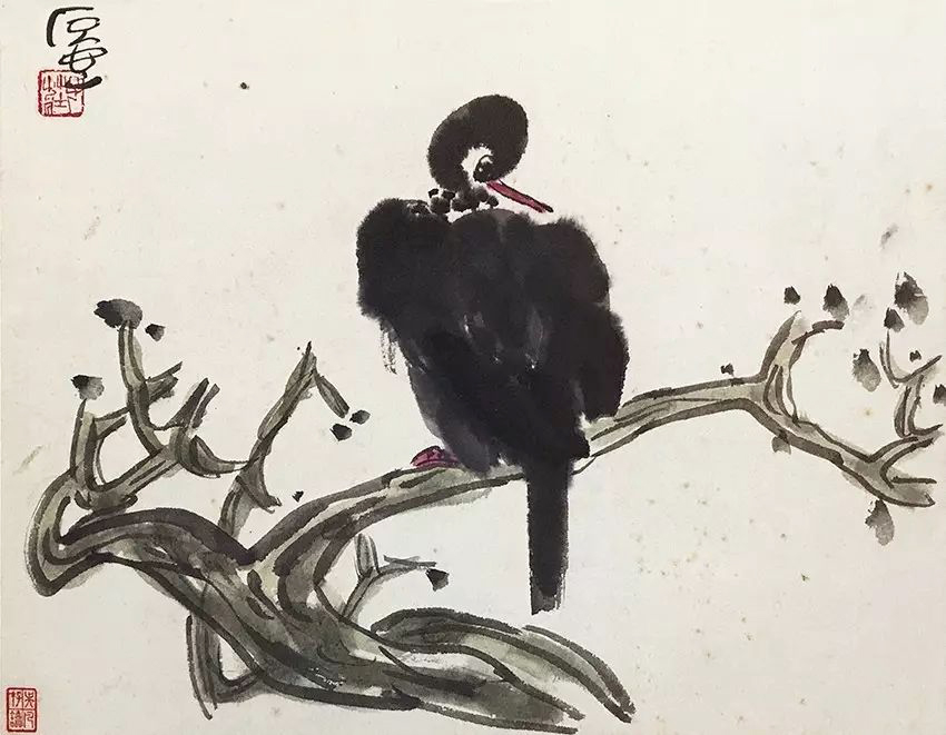 陈子庄作品《孤鸠》