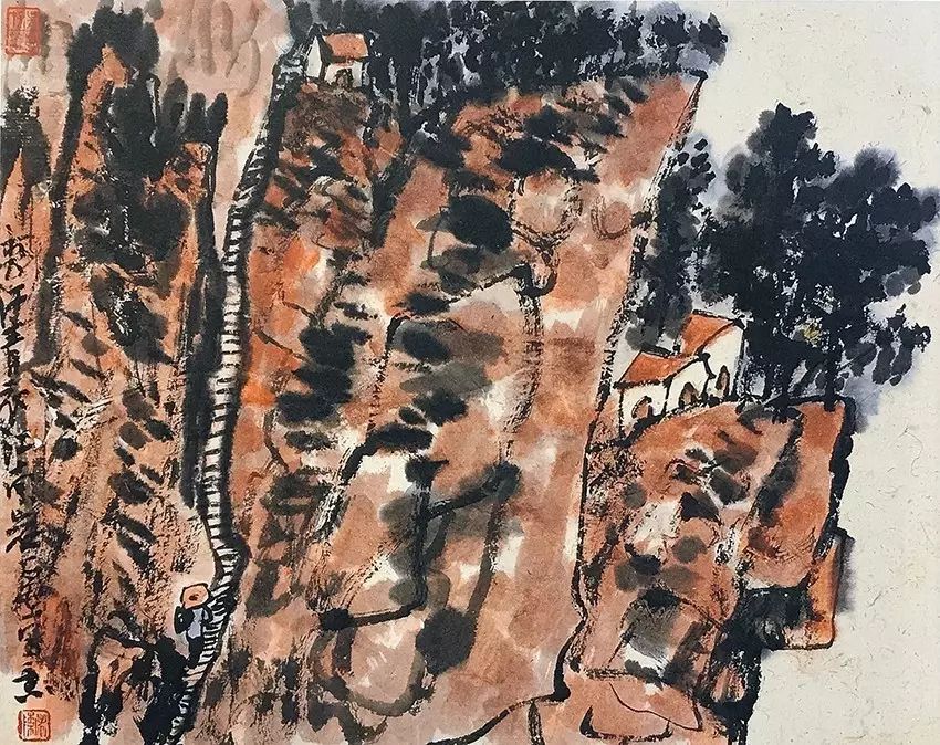 陈子庄作品《青衣江南岩》