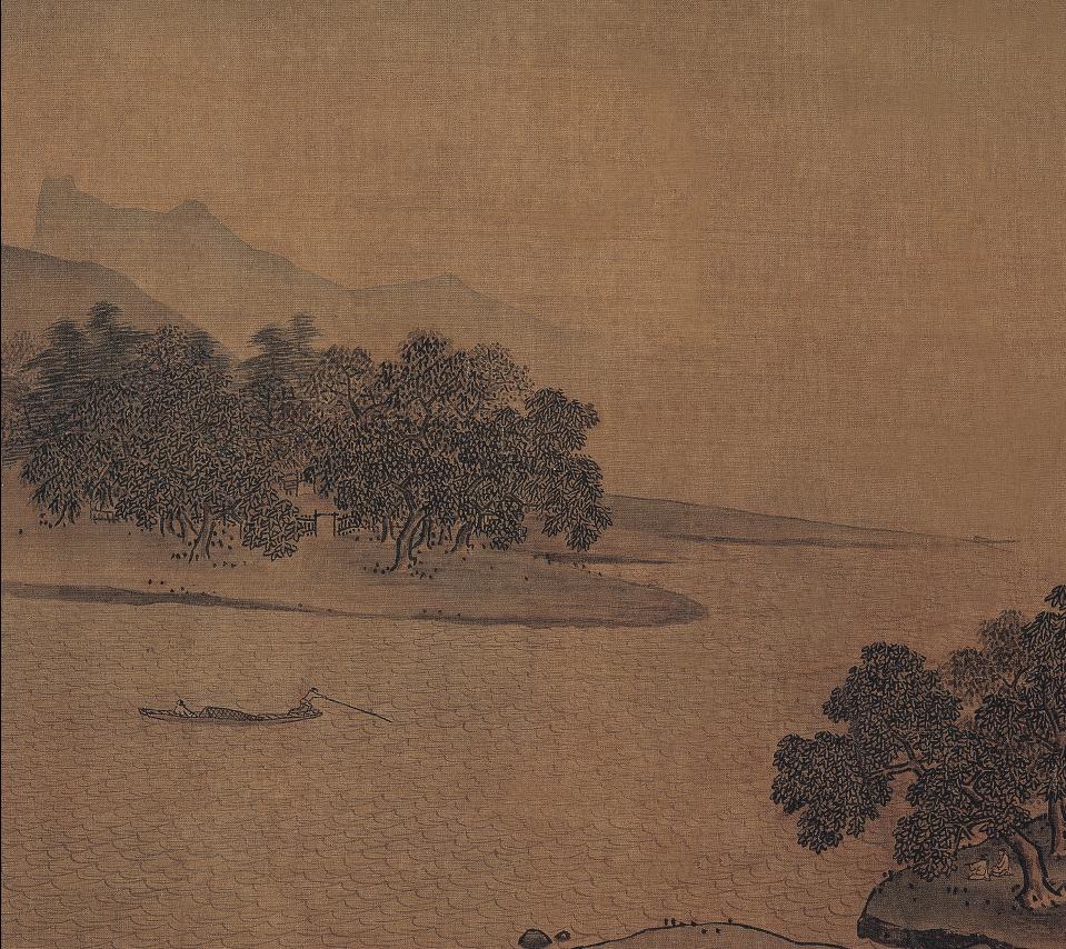 宋 佚名 江村图 绢本 23.4×23.9cm 上博