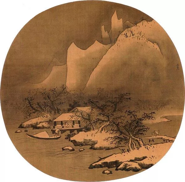 李东《雪江卖鱼图》绢本墨笔 23.6×25.2cm 故宫博物院藏