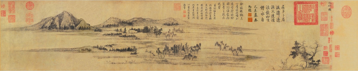赵孟頫 水村图 纸本设色 局部