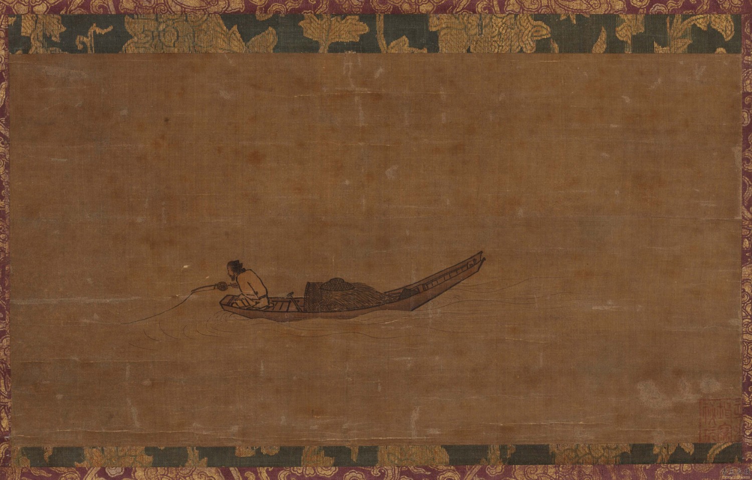 传南宋 马远 寒江独钓图 绢本墨画淡彩 26.7×50.6cm 东京国立博物馆藏