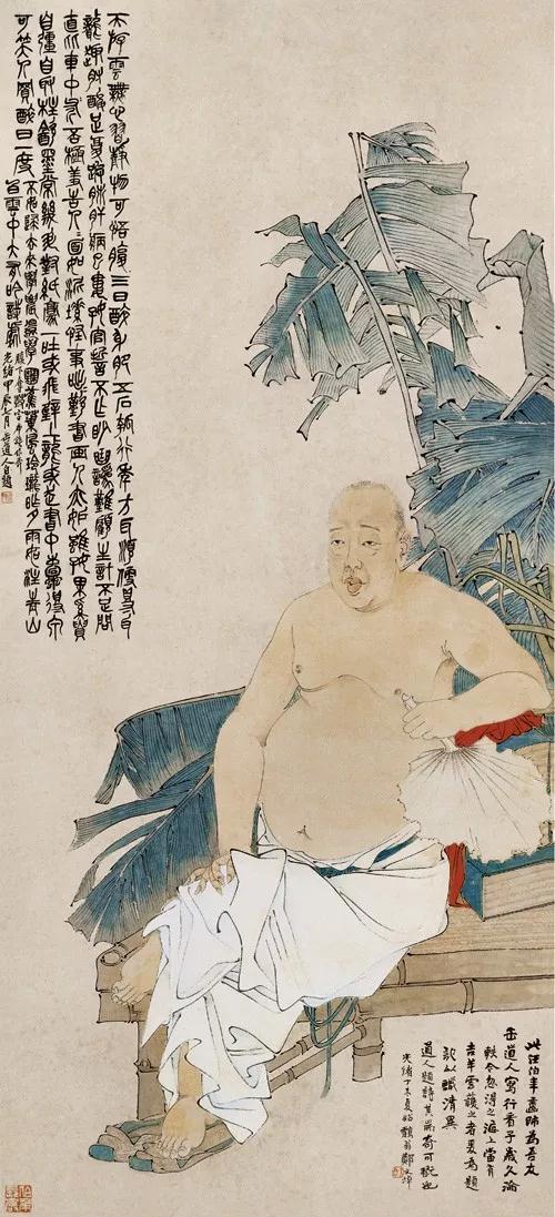 蕉阴纳凉图 纸本 设色 立轴 129.5cm×58.9cm 1888年 浙江省博物馆藏.jpg