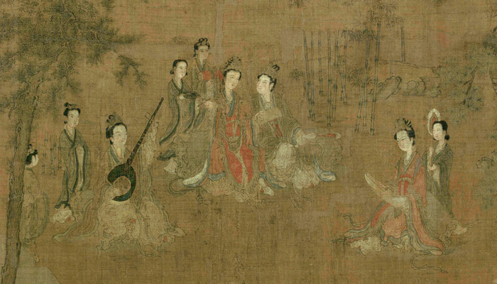 五代 阮郜《阆苑女仙图》卷 绢本设色 42.7×177.2cm 北京故宫博物院藏 局部1 缩图