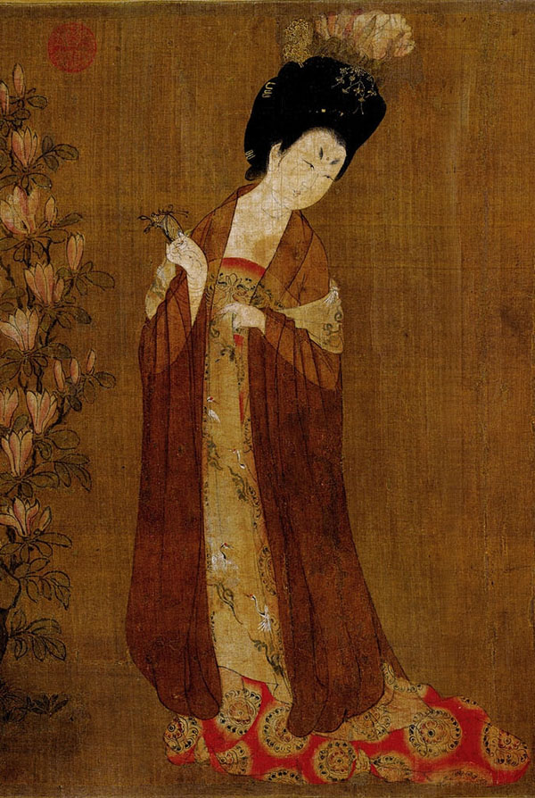 唐 周昉《簪花仕女图》卷 绢本设色 46×180cm 辽宁省博物馆藏 局部1 缩图