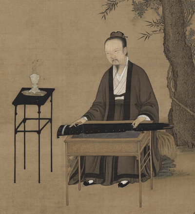 宋 赵佶《听琴图》 绢本设色 147.2×51.3cm 北京故宫博物院藏 缩图 局部 缩图