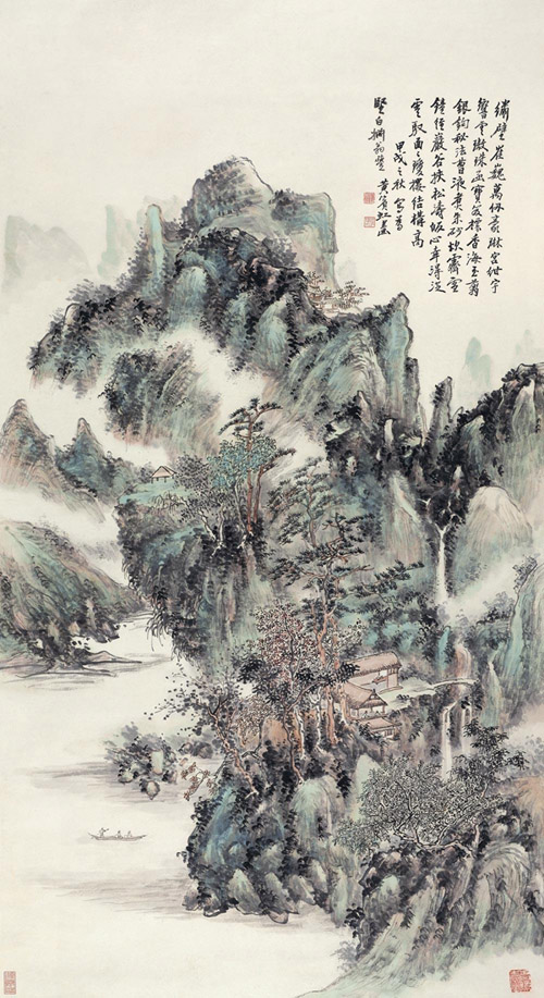 黄宾虹 春山积翠图 1934年作 设色纸本 142×77cm 匡时2010春拍 成交价672万元 缩图