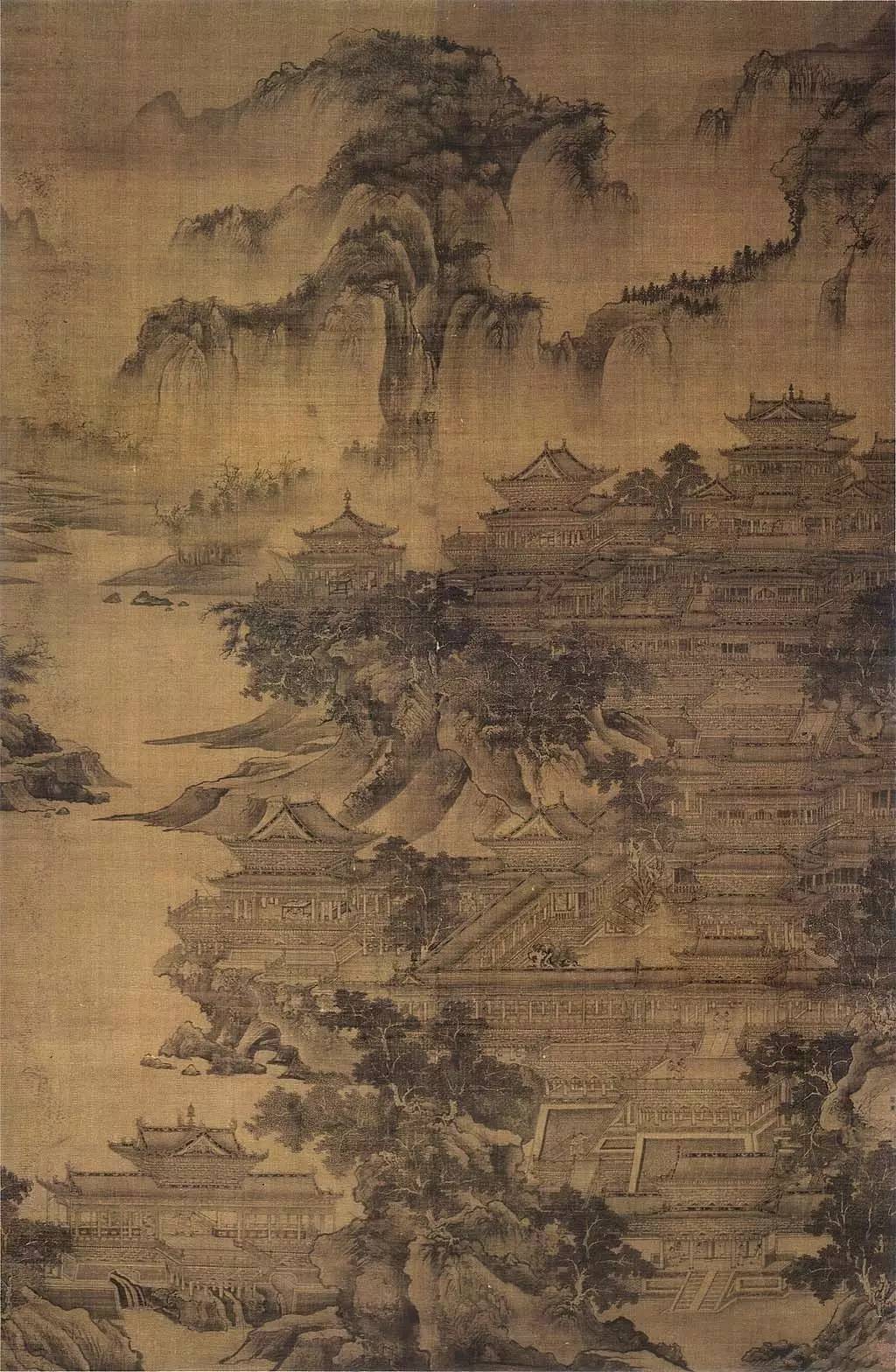 五代 郭忠恕 明皇避暑宫图 绢本墨笔 161.5×105.6cm 日本大阪国立美术馆藏