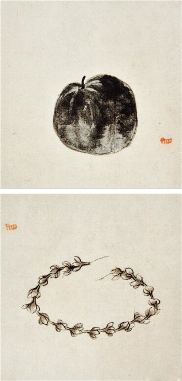 清 八大山人 花果册页之瓜、花环 18.1cm×19.9cm 上海博物馆藏 2