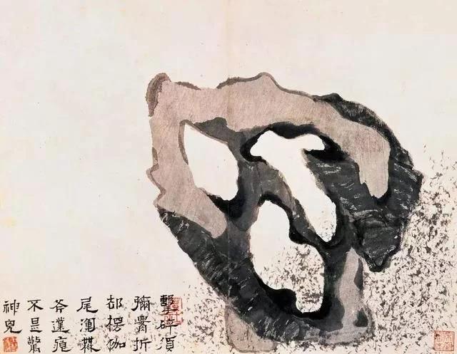 清 八大山人 传綮写生图之玲珑石 31.5cm×24.5cm 1659 台北故宫博物院藏