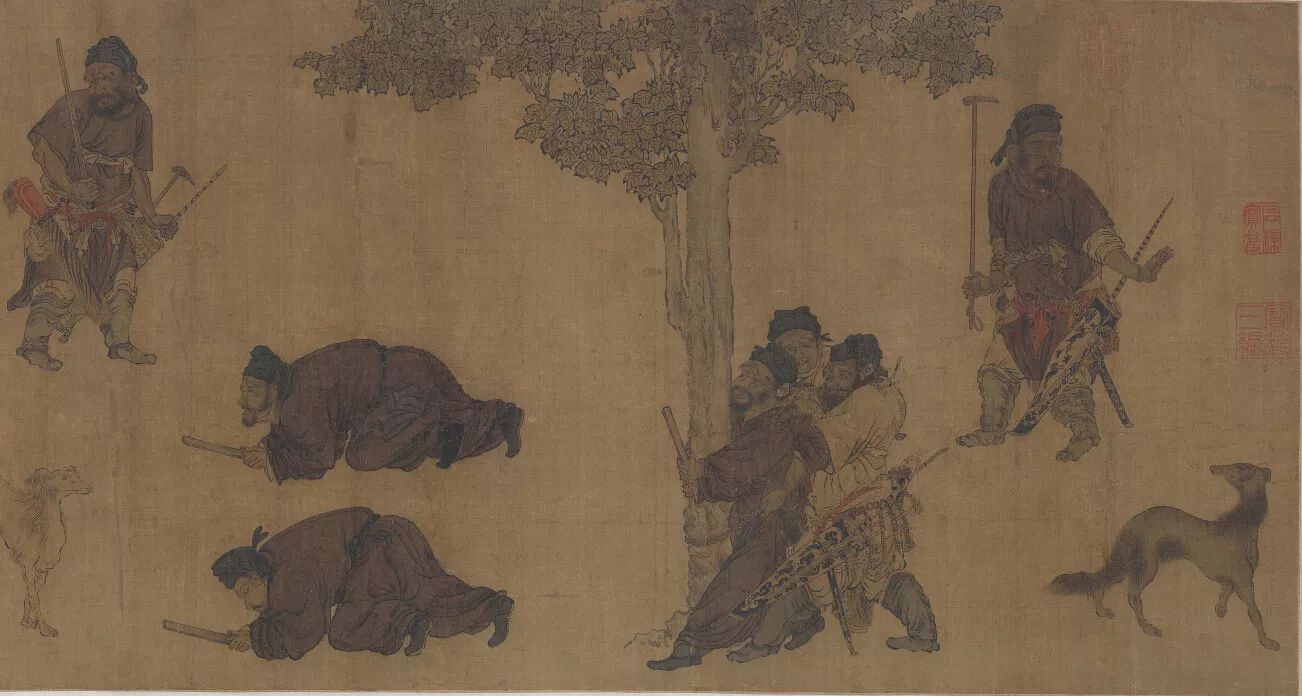 唐 阎立本《陈元达锁谏图》卷（明人摹） 绢本设色 41×373cm 美国弗利尔美术馆藏1