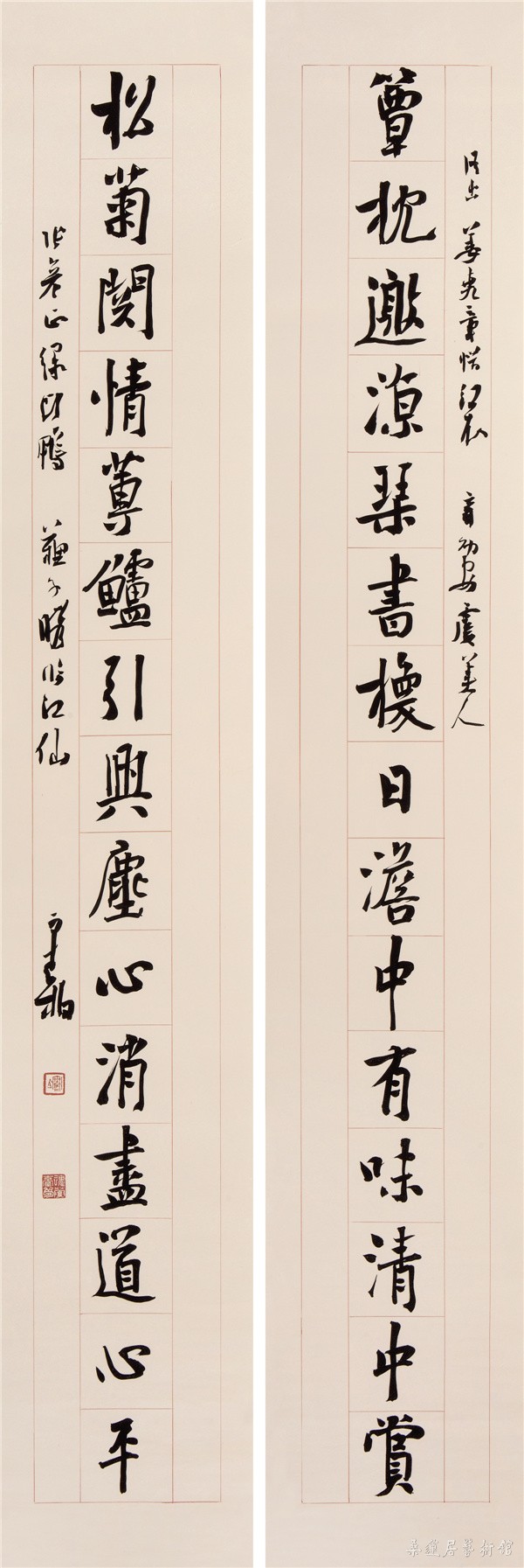 ch409 崔寒柏 簟枕松菊十五言联 131×22cm×2 约5平尺 水墨笺本软片 缩图