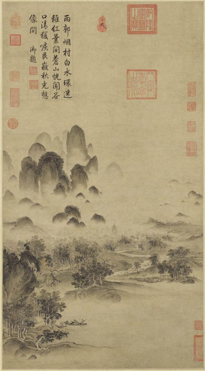 南宋 赵佶《溪山秋色图》 97×53cm 设色纸本 台北故宫博物院